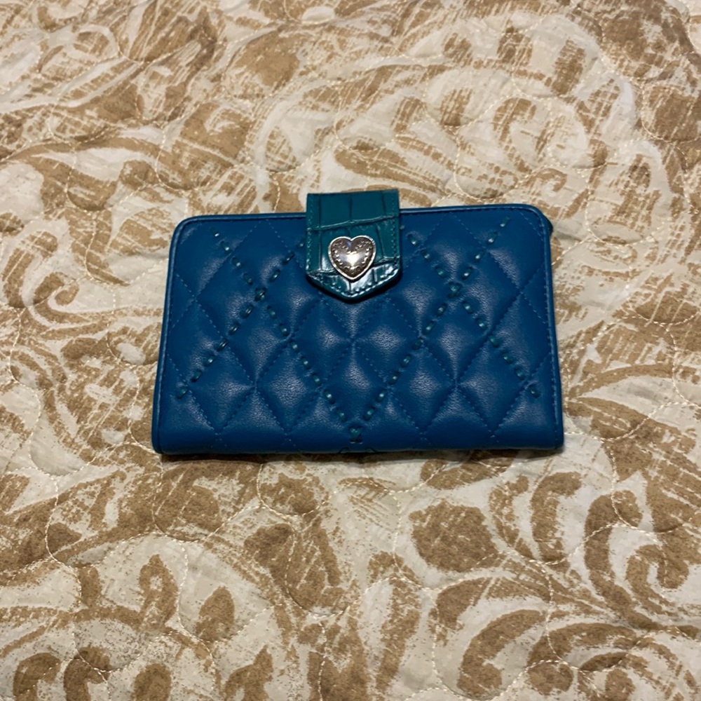 Brighton teal bordeaux heart checkbook wallet.